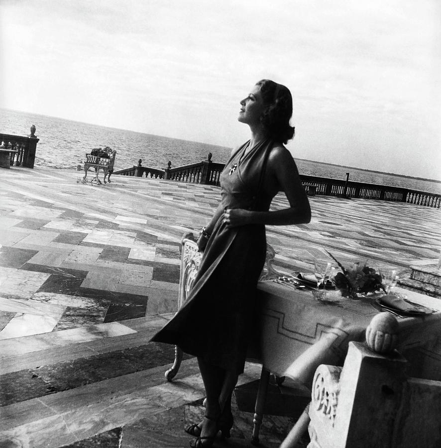 Mrs. John Ringling North On The Terrace Photograph by Horst P. Horst