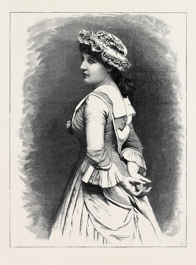 Vintage Drawing - Mrs. Langtry As Miss Hardcastle In She Stoops To Conquer by English School