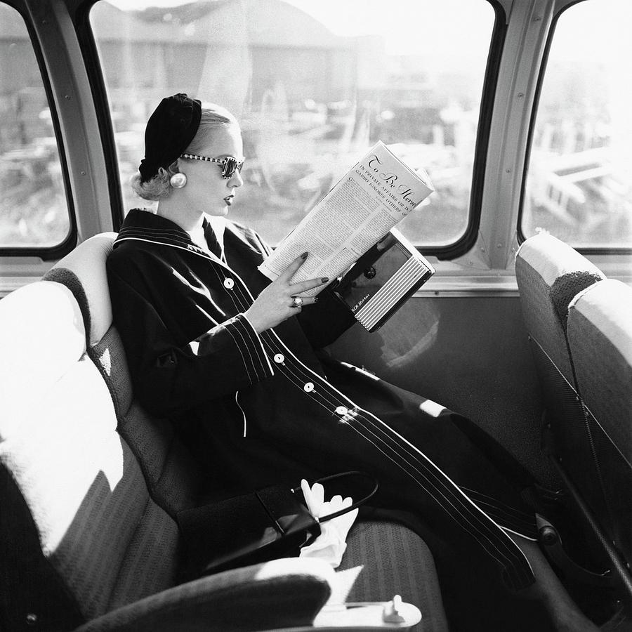 Mrs. William McManus Reading On A Train Photograph by Leombruno-Bodi