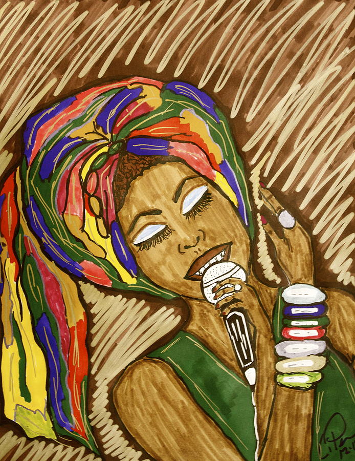 Ms. Badu Drawing by Chrissy  Pena