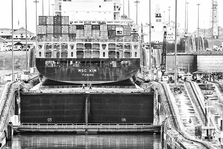 MSC Kim Panama Canal-Monochrome Photograph by Rene Triay FineArt Photos