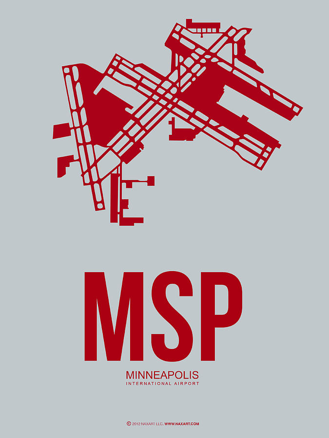 Minneapolis Digital Art - MSP Minneapolis Airport Poster 3 by Naxart Studio