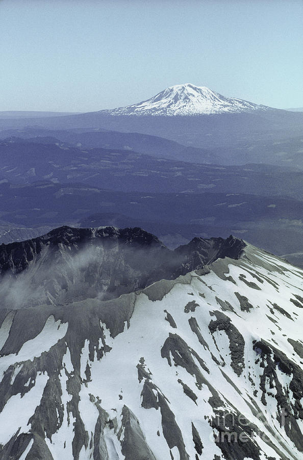 Mt. Adams And Mt. St. Helens, Wa Photograph by Calvin Larsen