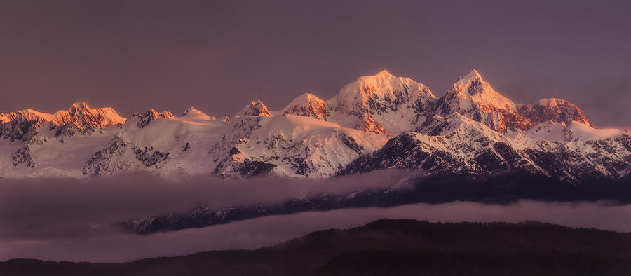 Mt Cook And Mt Tasman At Sunset Photograph by Colin Monteath