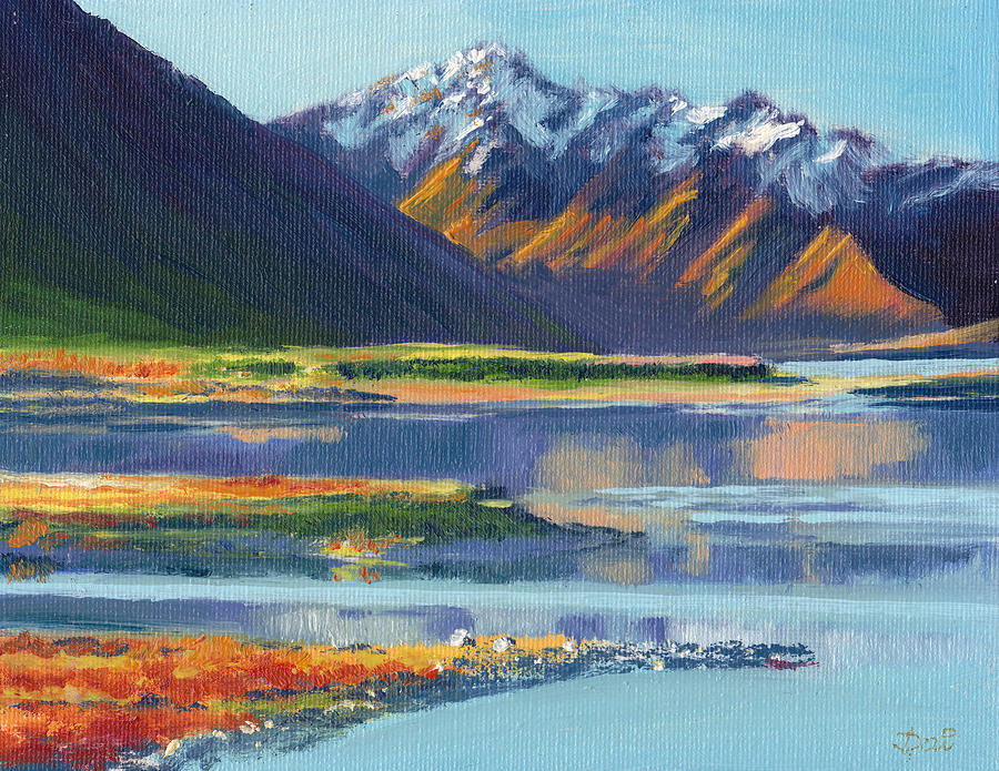 Mt Erebus and Lake Tekapo Painting by Dai Wynn