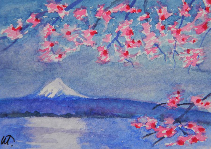 Mt. Fugi Painting - Mt. Fugi and Cherry Blossoms by Warren Thompson
