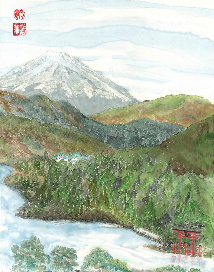Mt. Fuji and Lake Ashi Painting by Terri Harris