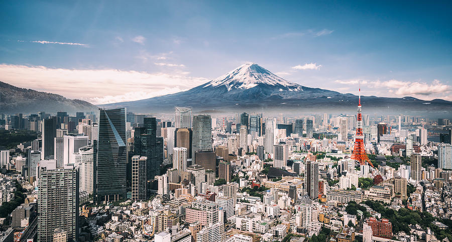 Mt. Fuji and Tokyo Skyline Photograph by Yongyuan