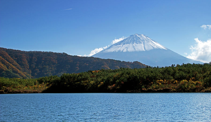 Mt. Fuji On Lake Saiko At Noon Photograph by Lisa Lyons - Moments In Time