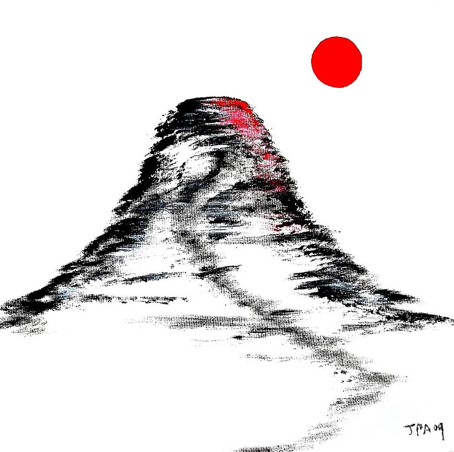 Mt Fuji sun burst painting Painting by Gordon Lavender