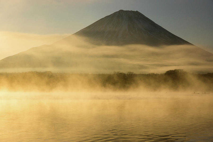 Mt Fuji With The Haze Over The Lake Photograph by Blueridgewalker