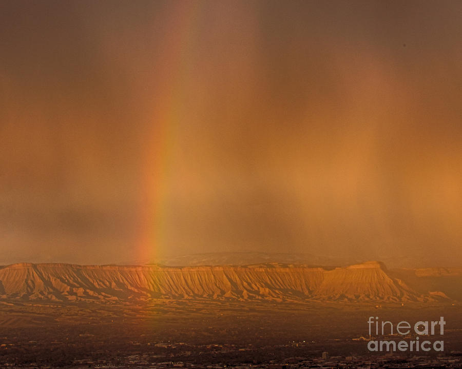 Sunset Photograph - Mt. Garfield Rainbow by Angela Classen