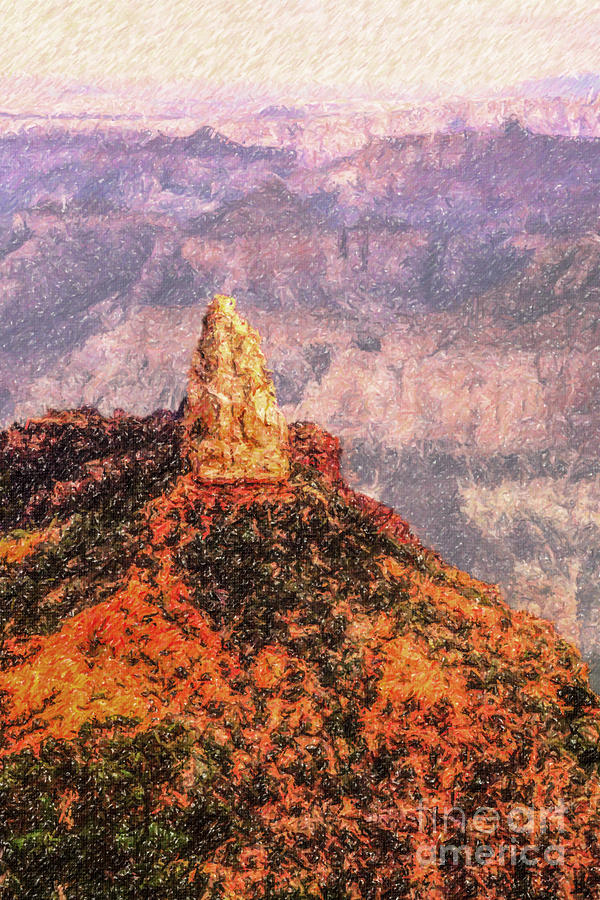 Mt Hayden North Rim Grand Canyon Digital Art by Liz Leyden