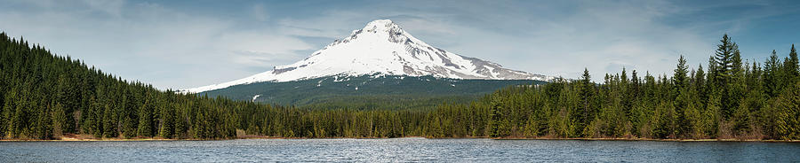 Nature Photograph - Mt Hood 3429m Volcano Towering Over by Fotovoyager