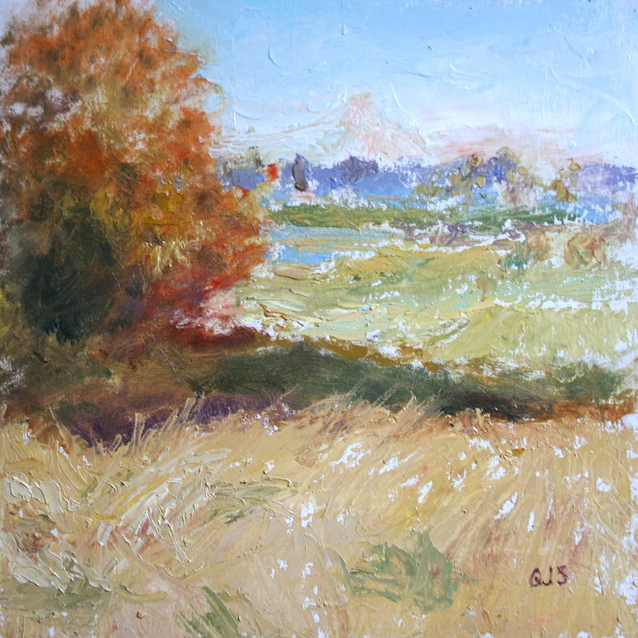 Mountain from Wildlife Refuge - Original Impressionist Painting Painting by Quin Sweetman