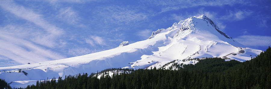 Nature Photograph - Mt Hood In Winter, Oregon, Usa by Panoramic Images