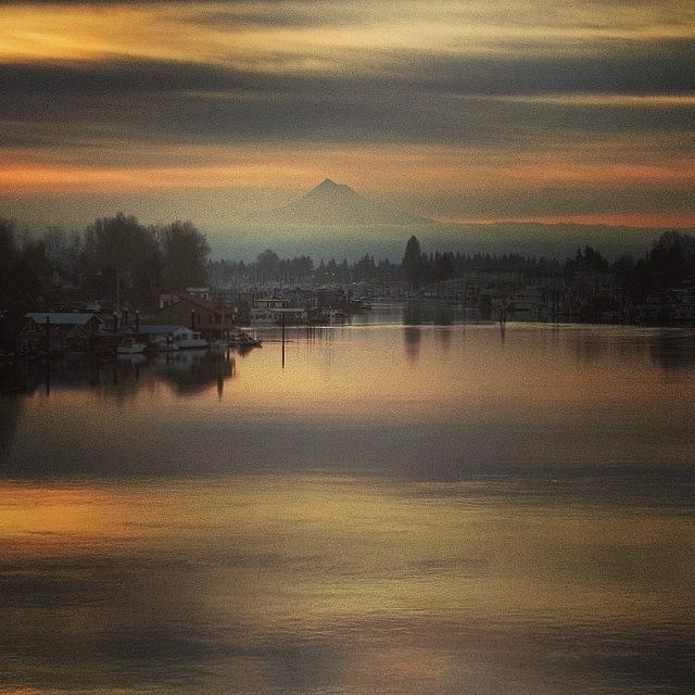 Mt. Hood On The Horizon This Morning At Photograph by Mike Warner