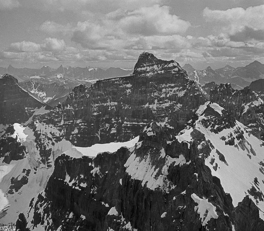 T-703512-BW-Mt. Hungabee from summit of Mt. Lefroy-BW Photograph by Ed  Cooper Photography