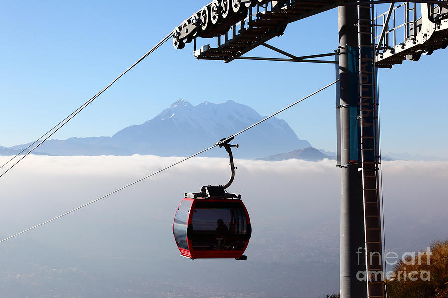 Mt Illimani and Cable Car Photograph by James Brunker