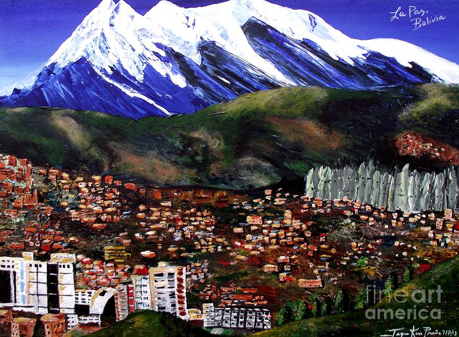 Mt Illimani La Paz Bolivia Painting by Jayne Kerr 