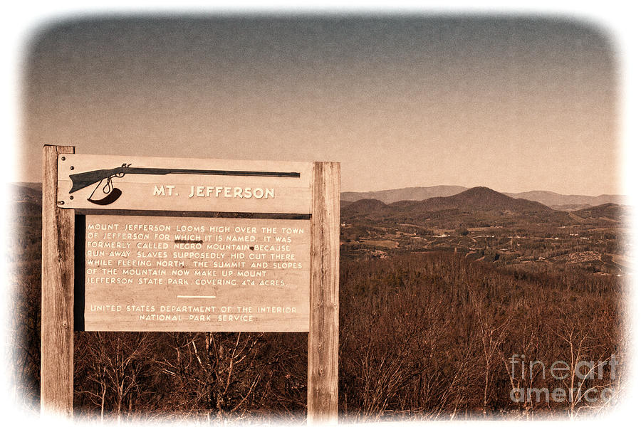 Mt. Jefferson / Negro Mountain sign Photograph by Les Palenik