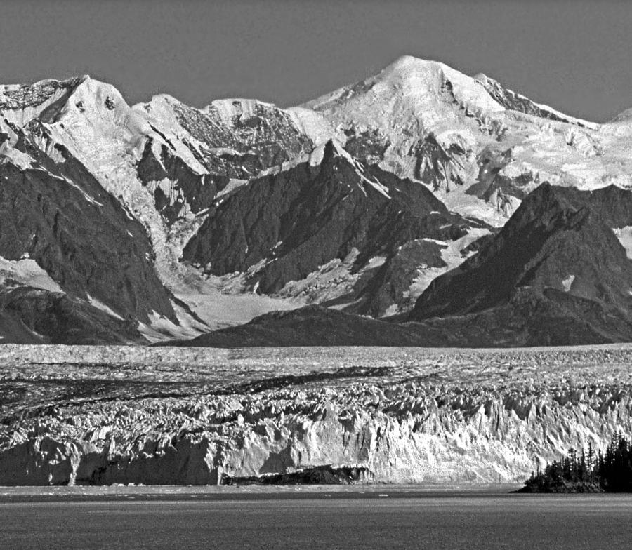 T-M1607-EH-BW-Mt. Marcus baker and Columbia Glacier Photograph by Ed  Cooper Photography