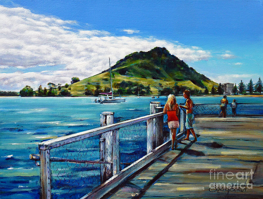 Boat Painting - Mt Maunganui Pier 140114 #2 by Selena Boron