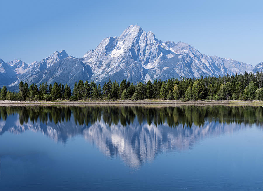 Mt. Moran at Grand Tetons With Reflection In Lake Photograph by William Bitman
