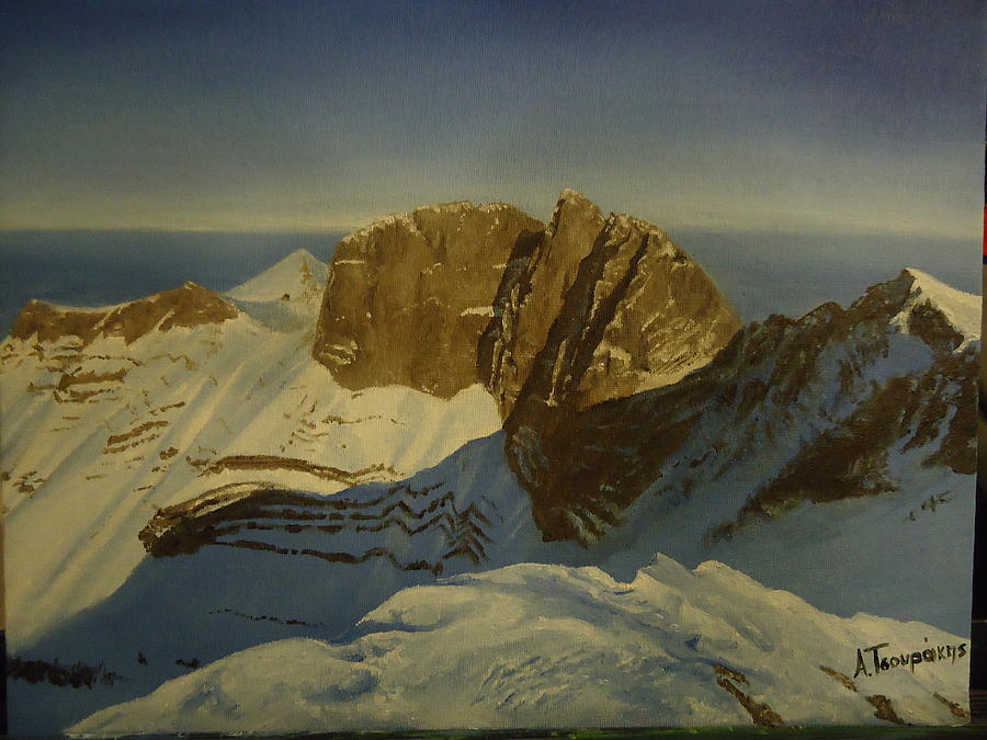 Winter Painting - Mt Olympus Summit by Alexandros Tsourakis