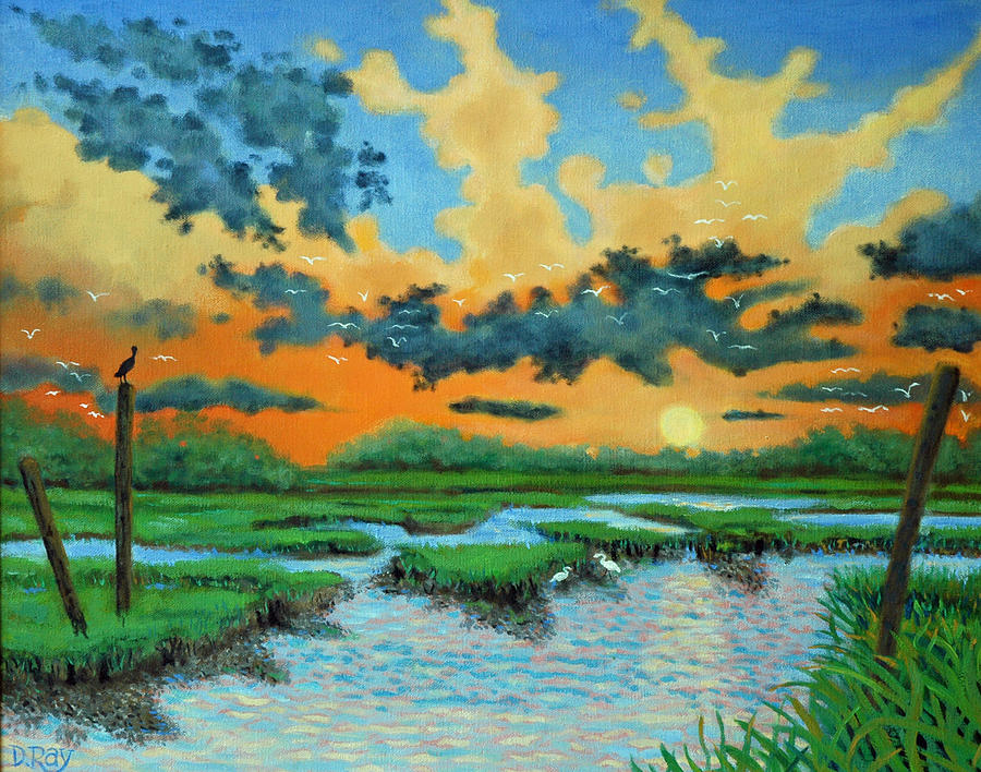 Sunset Painting - Mt. Pleasant Sunset by Dwain Ray