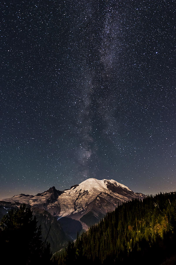 Mt Rainer and Milky Way Photograph by Yoshiki Nakamura
