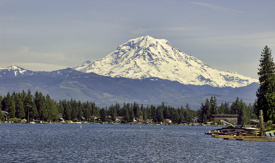 Mt. Rainier And Lake Tapps Photograph