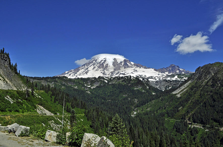 Mt Rainier Between the Valley Photograph by Tikvahs Hope