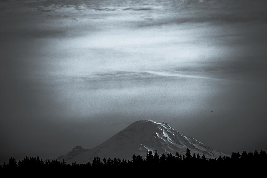 Mt. Rainier in Black and White Photograph by Ronda Broatch