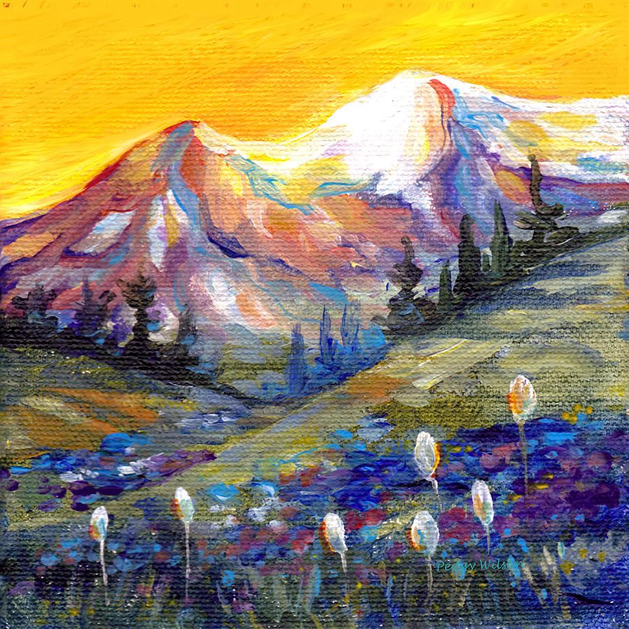 Mt. Rainier Sunset Painting by Peggy Wilson
