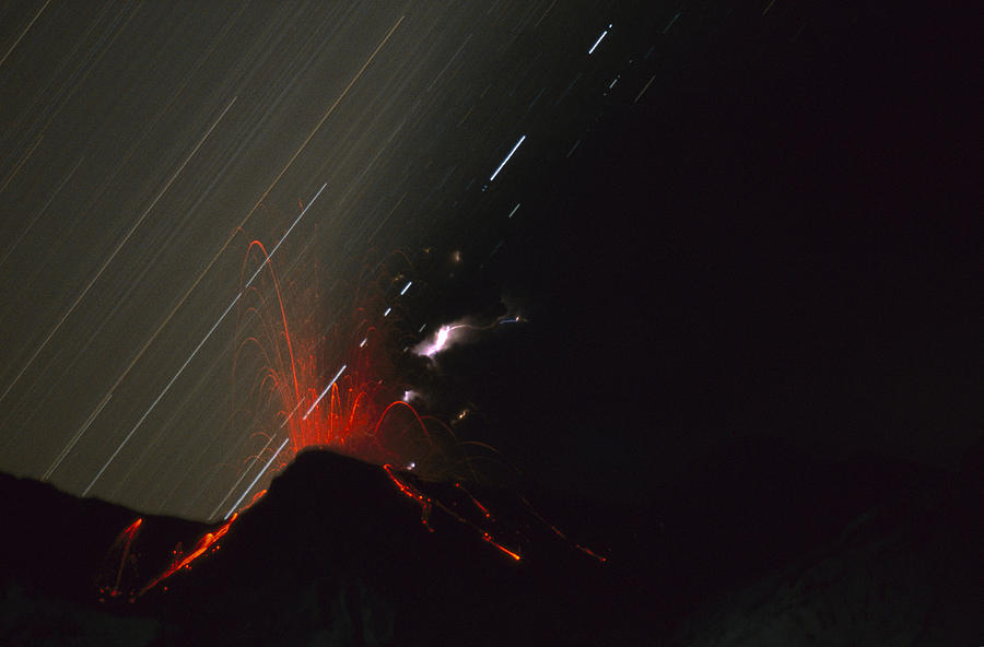 Mt Ruapehu Eruption Time Exposure New Photograph by Mark Jones