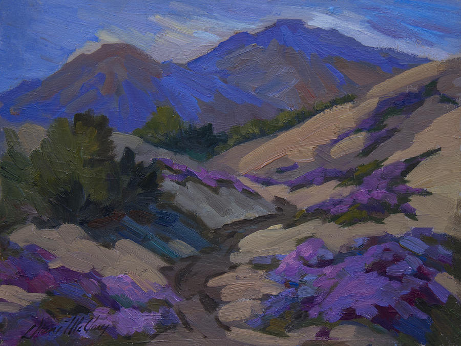 Mt. San Jacinto and Desert Verbena Painting by Diane McClary