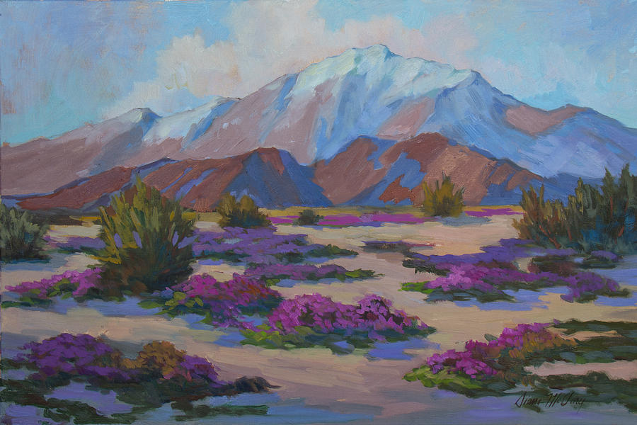 Desert Painting - Mt. San Jacinto and Verbena by Diane McClary