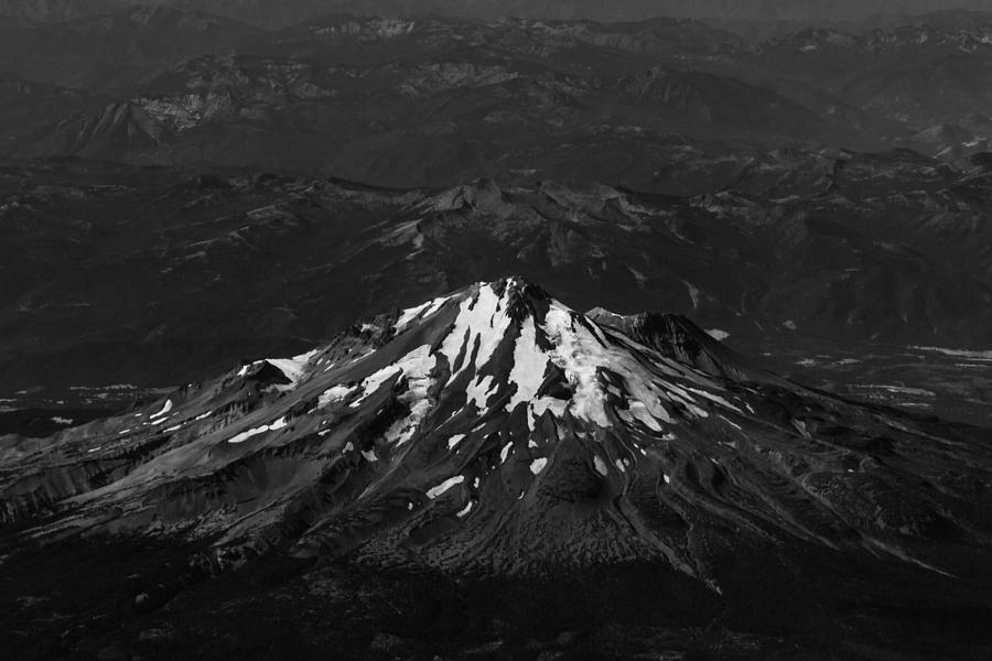 Nature Photograph - Mt Shasta Black and White by John Daly