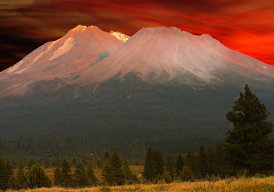 Mt Shasta Fire on the Mountain Photograph by Randall Branham