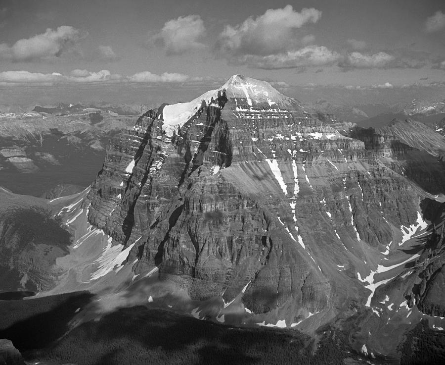 T-603511-Mt. Temple seen from top of Mt. Lefroy1-BW Photograph by Ed  Cooper Photography