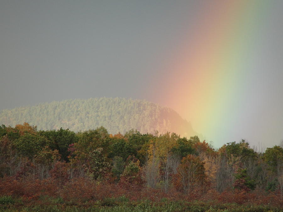 Fall Photograph - Mt Tom Rainbow by Dawn Hagar