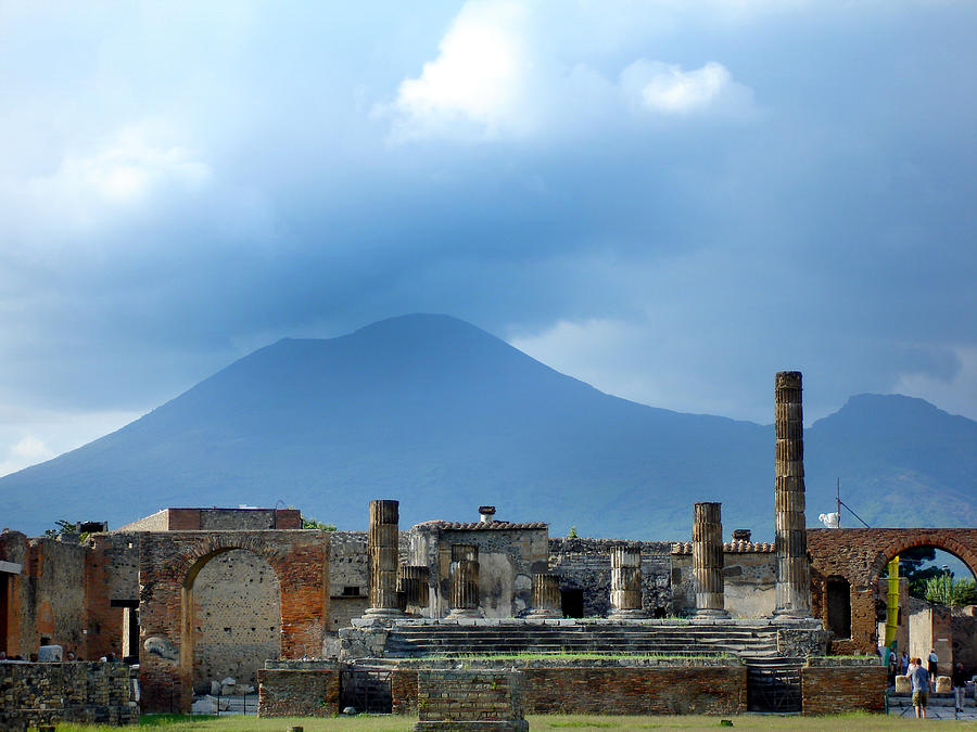Mt Vesuvius above ruins of Pompeii in Italy Photograph by Virginia Star