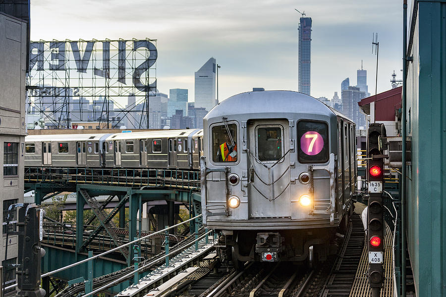 MTA subway train on Line 7 in Queens, NYC Photograph by John Kirk