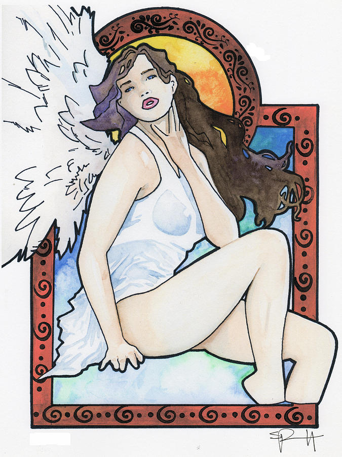 Mucha Angel Painting by Sean Parnell