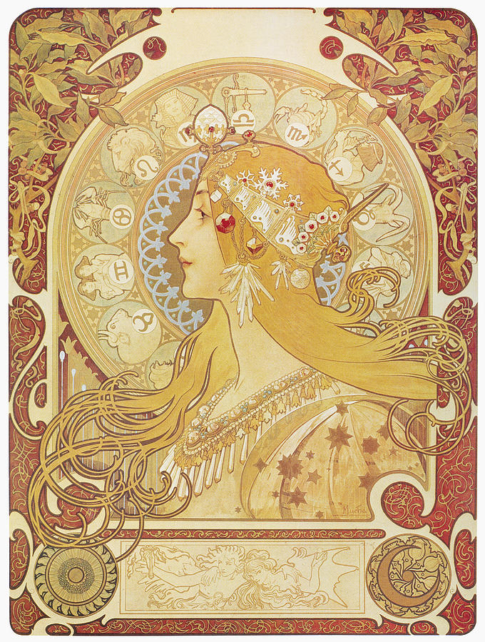 Mucha Zodiac, 1896 Painting by Granger - Fine Art America