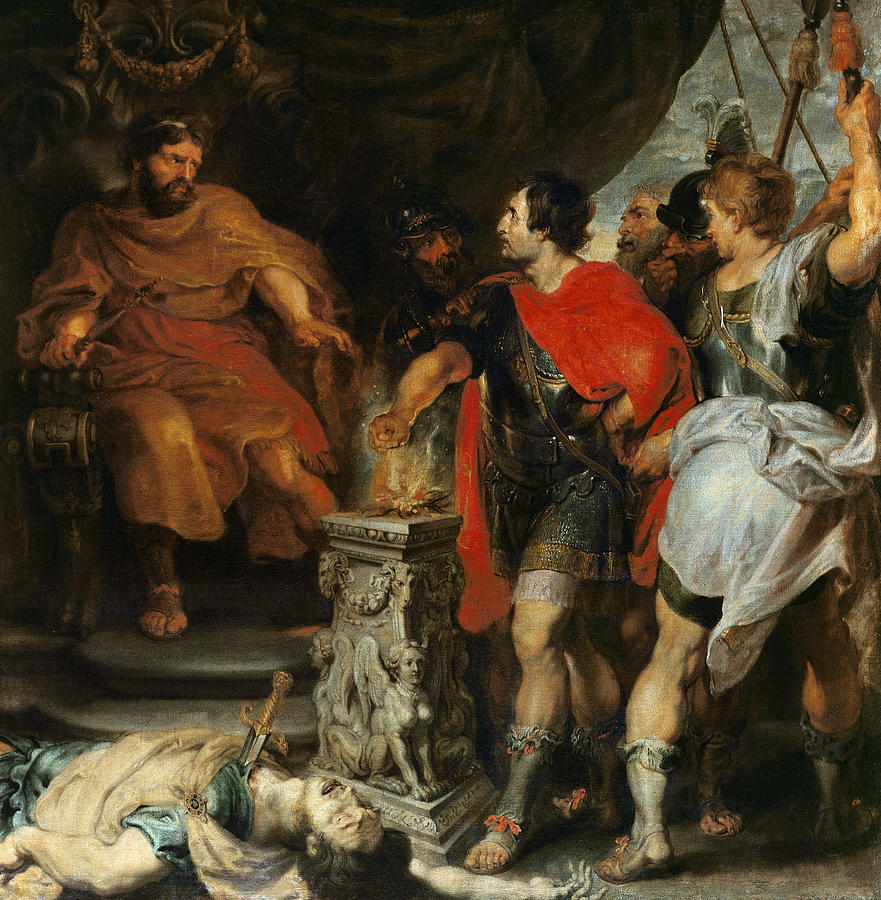 Mucius Scaevola before Lars Porsena Painting by Rubens