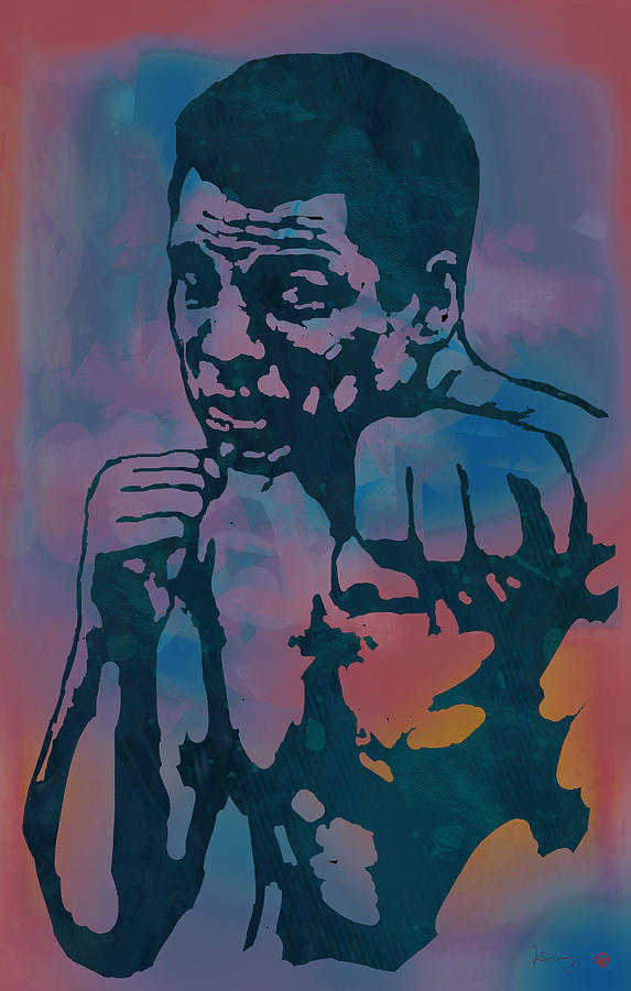 Film Producer Drawing - Muhammad Ali  - Stylised Etching Pop Art Poster by Kim Wang