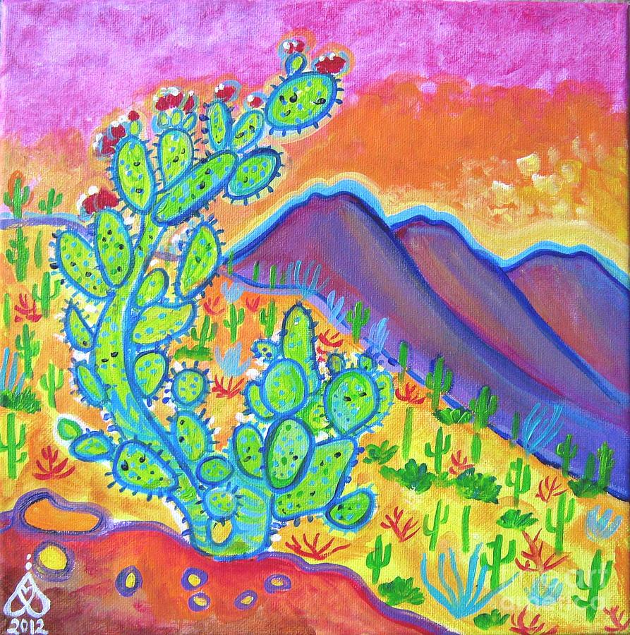 Mule Tounge Cactus Painting by Rachel Houseman
