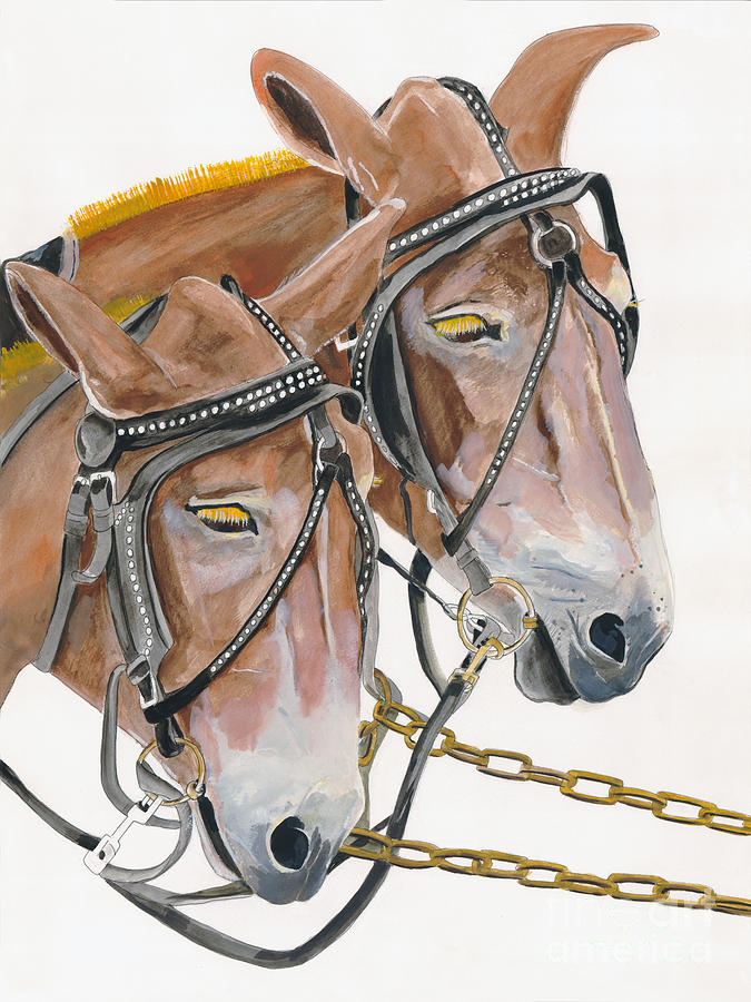 Mules - Two - Beast of Burden Painting by Jan Dappen